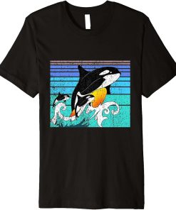 Orca Family Vintage Retro Art, Killer Whale Family Birthdays Premium T-Shirt